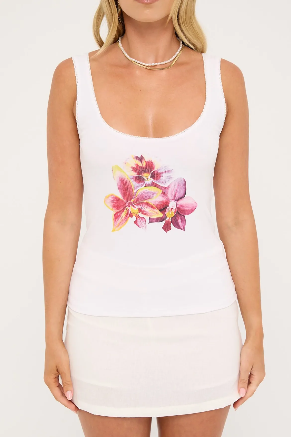 Pollen Singlet Tank Top White