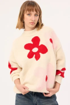 Posey Floral Knit Jumper Cream Print