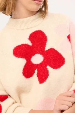 Posey Floral Knit Jumper Cream Print