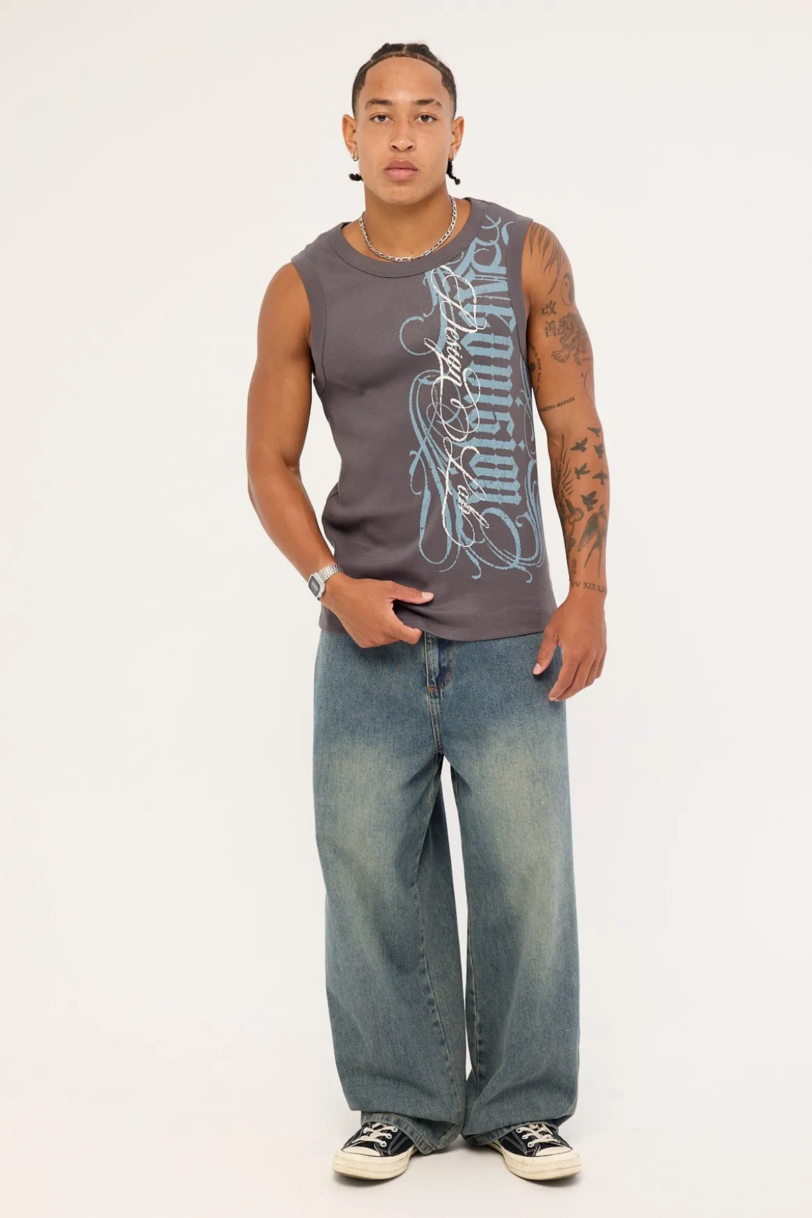 Posterboy Bound High Neck Tank Asphalt