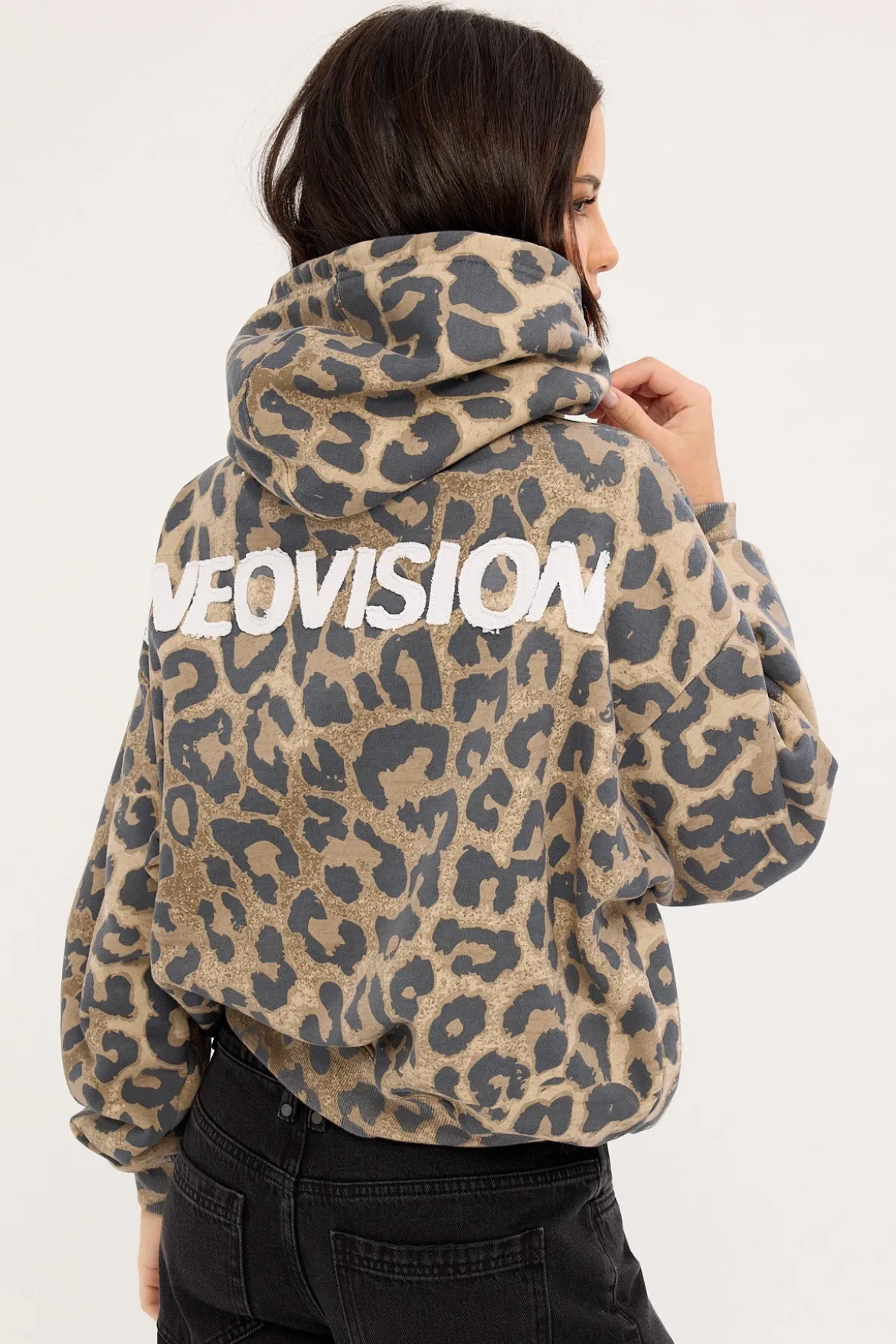 Predator Cropped Oversized Hoodie Leopard