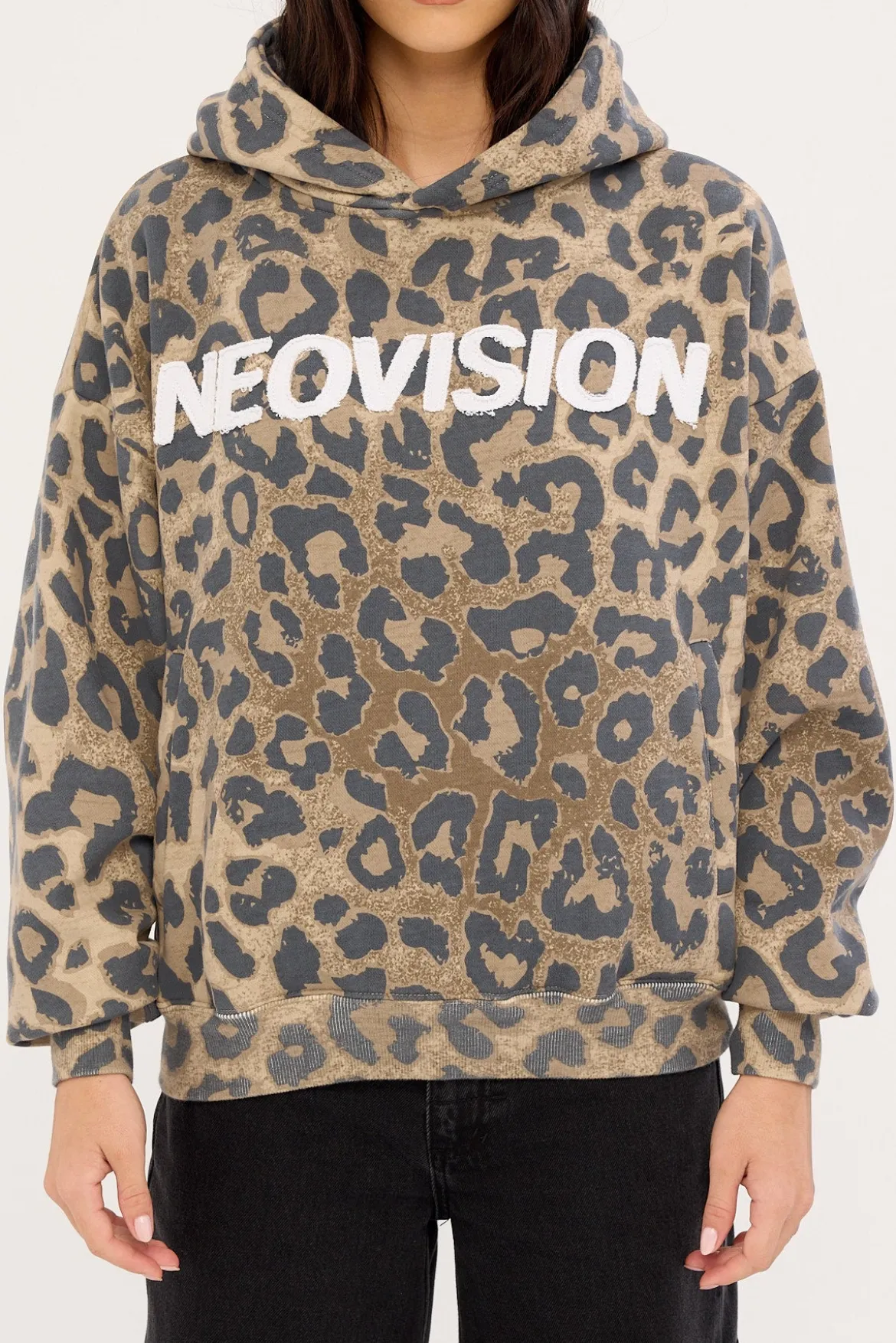 Predator Cropped Oversized Hoodie Leopard