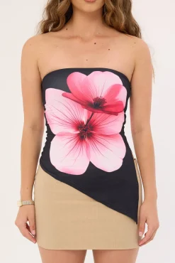 Primrose Strapless Asymmetrical Top Black