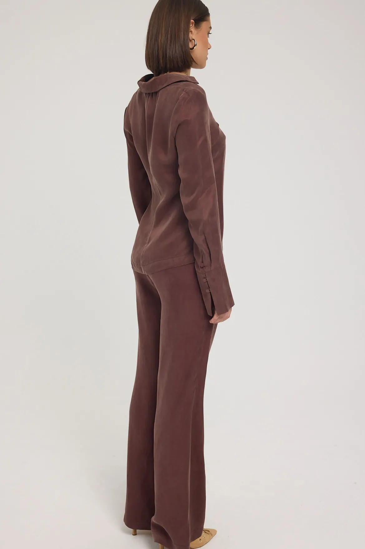 Prisca Cupro Wide Leg Pant Brown