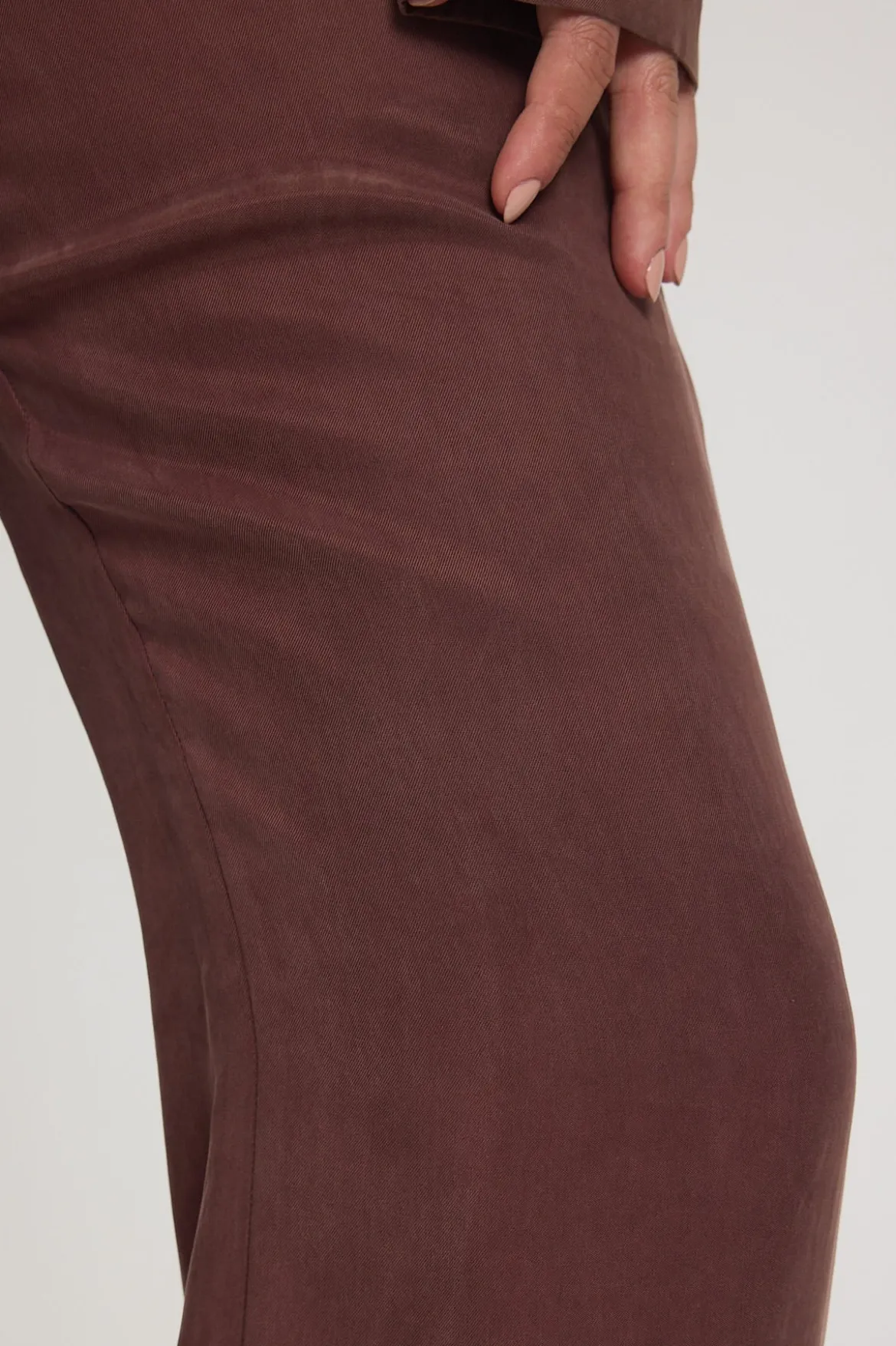 Prisca Cupro Wide Leg Pant Brown