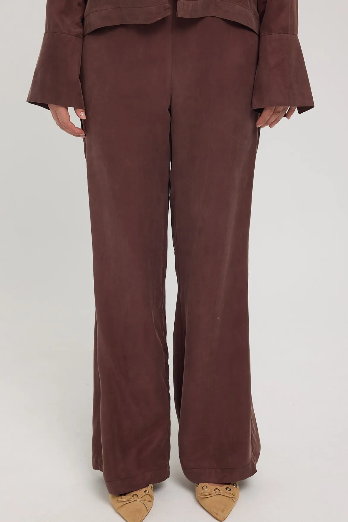 Prisca Cupro Wide Leg Pant Brown