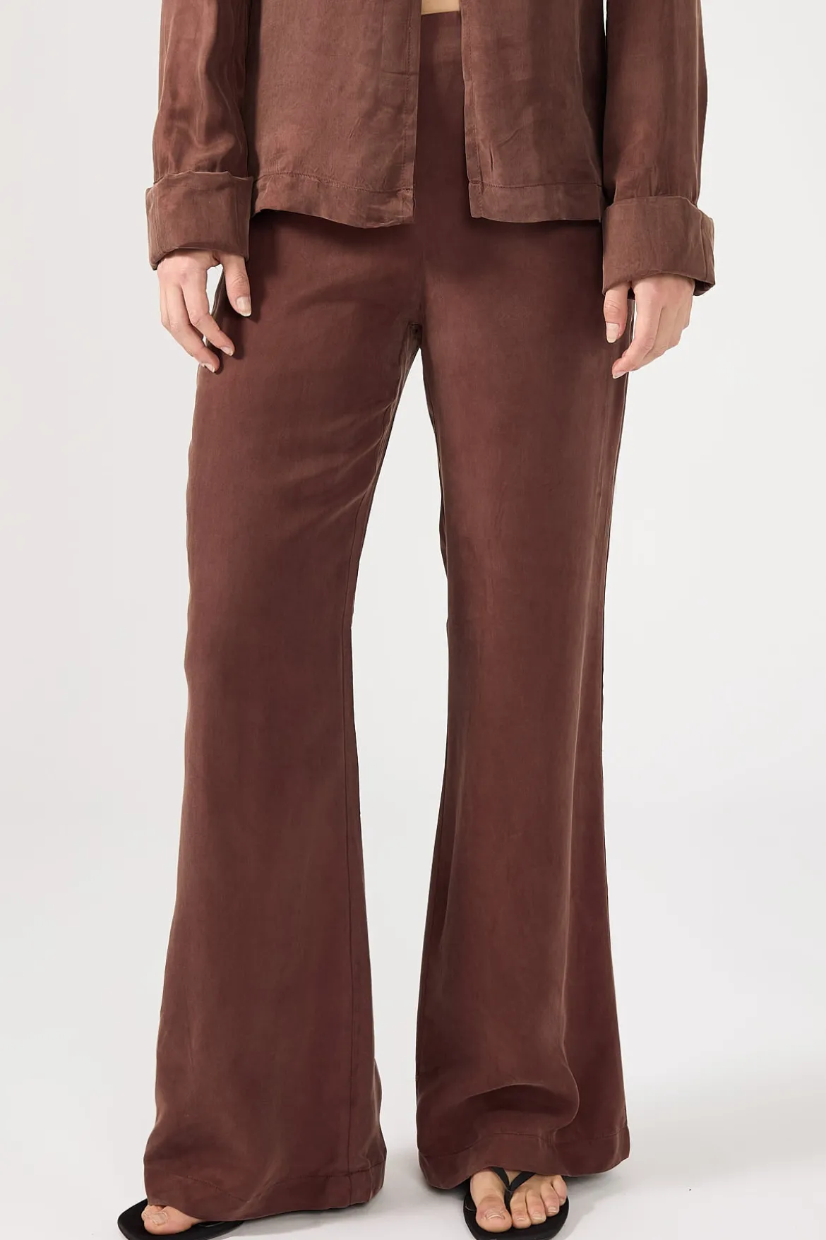 Prisca Cupro Wide Leg Pant Brown
