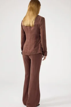 Prisca Cupro Wide Leg Pant Brown