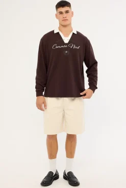 Propel Long Sleeve Rugby Polo Brown