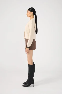 Prue Fluffy Cardigan Neutral