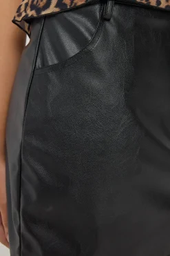 PU High Rise Mini Skirt Black