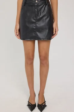 PU High Rise Mini Skirt Black