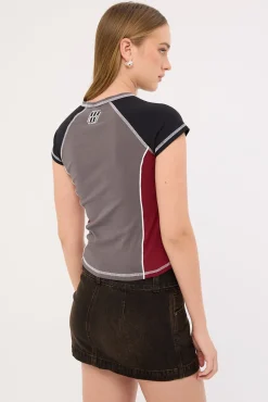 Punter Panelled Raglan Tee Worn Black