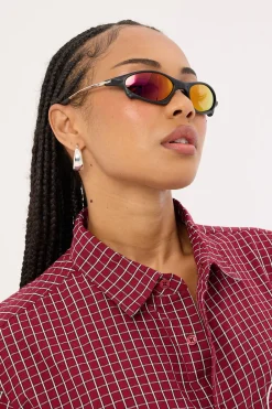 Quantum Sunglasses Black/Silver/Purple Mirror