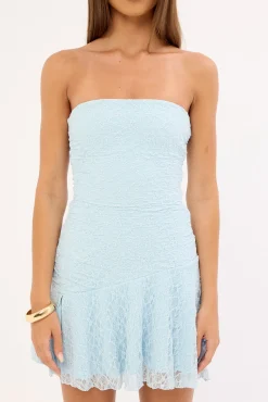 Quinn Lace Strapless Mini Dress Light Blue