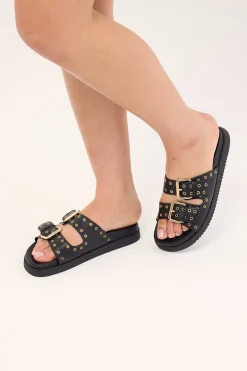 Racer Studded Sandals Black