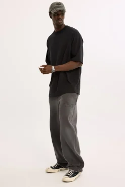 Radical Distressed Logo Baggy Sweatpant Washed Black