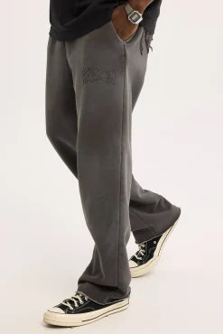 Radical Distressed Logo Baggy Sweatpant Washed Black