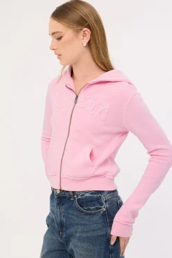 Radical Fitted Zip Through Hoodie Washed Pink
