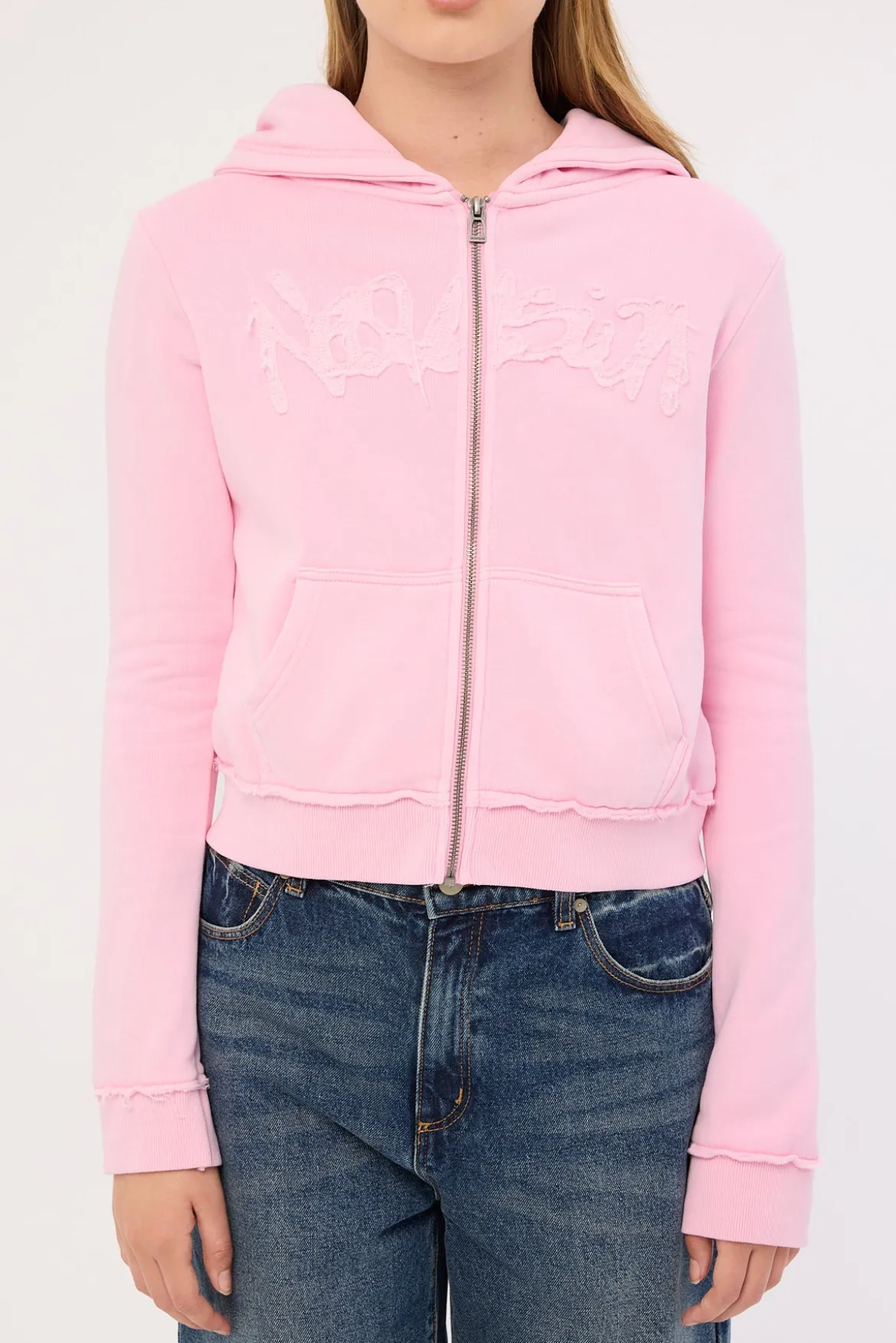 Radical Fitted Zip Through Hoodie Washed Pink