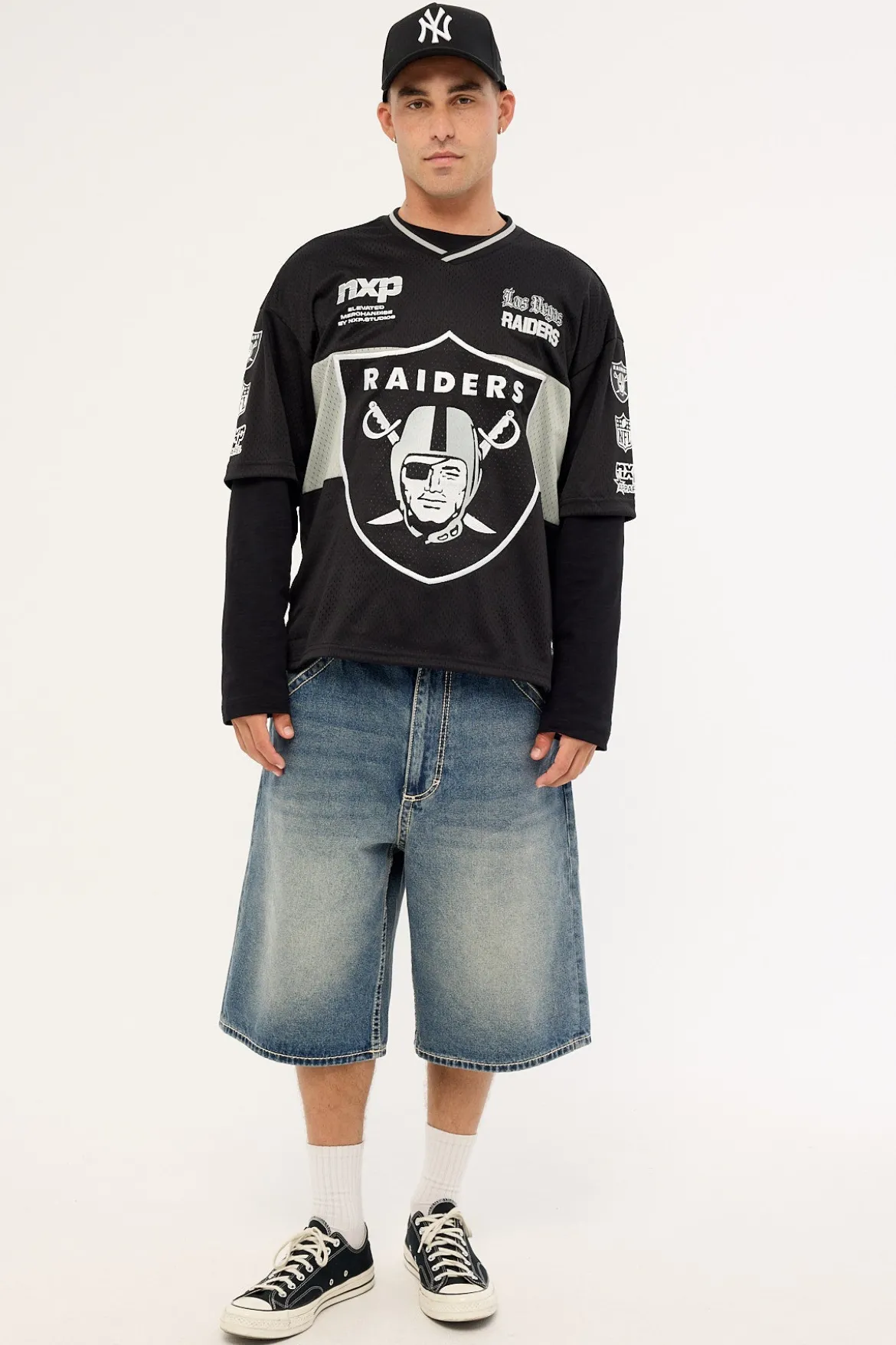 Raiders Goal Mesh Tee Jet Black
