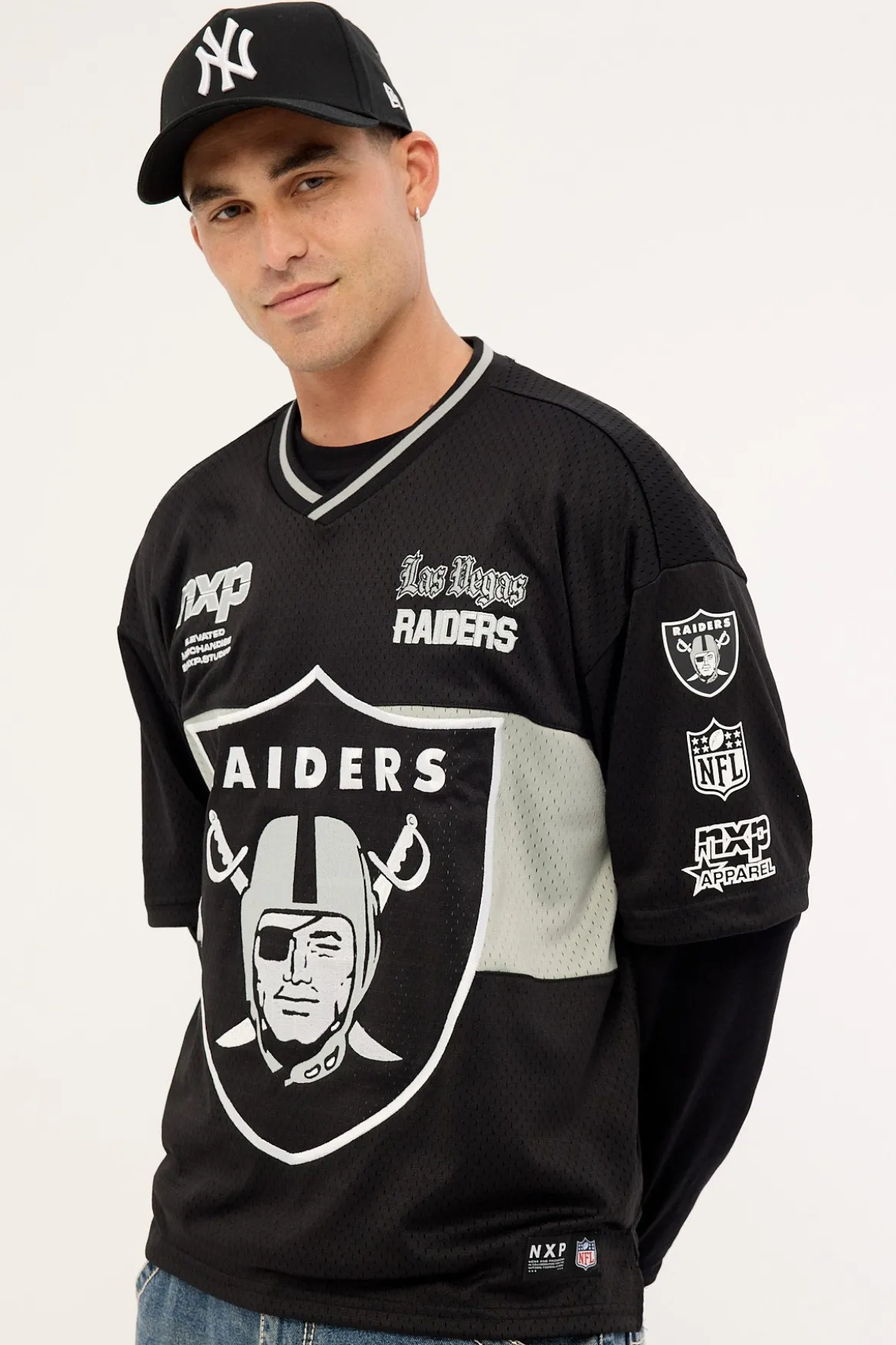 Raiders Goal Mesh Tee Jet Black