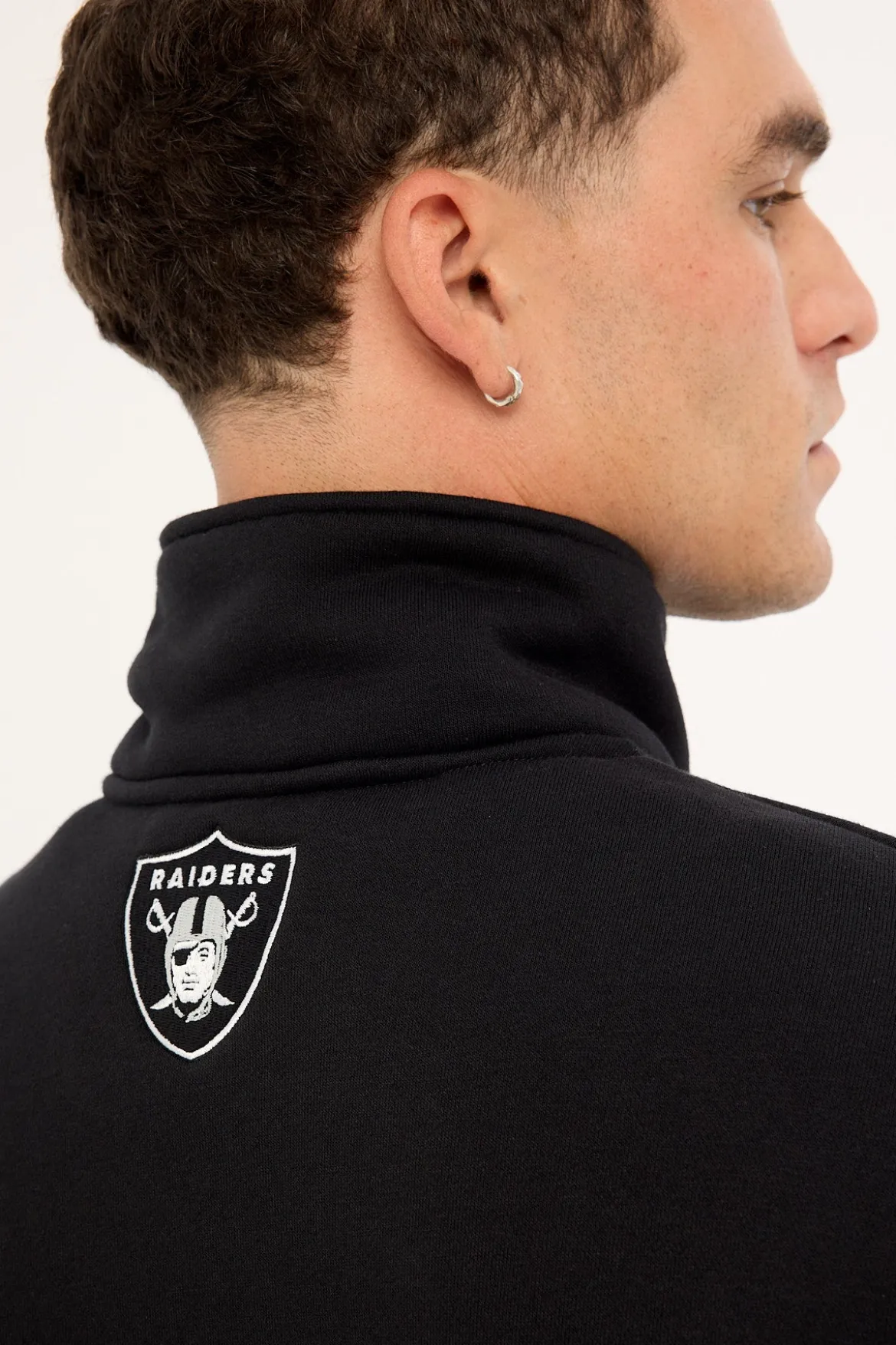 Raiders Panel Pullover 1/4 Zip Jet Black/Silver