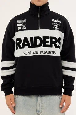 Raiders Panel Pullover 1/4 Zip Jet Black/Silver