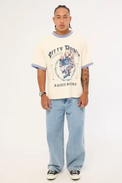 Raised by Fire Ringer Tee Vintage White/Blue