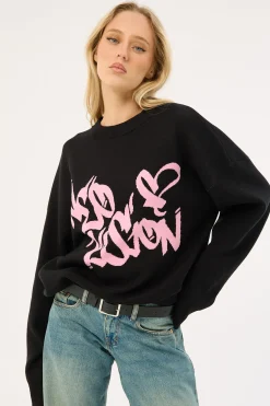 Rakugaki Intarsia Knit Jumper Black
