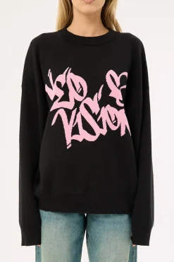 Rakugaki Intarsia Knit Jumper Black