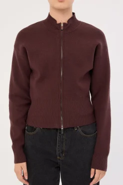 Rana Zip Up Cardigan Bitter Chocolate
