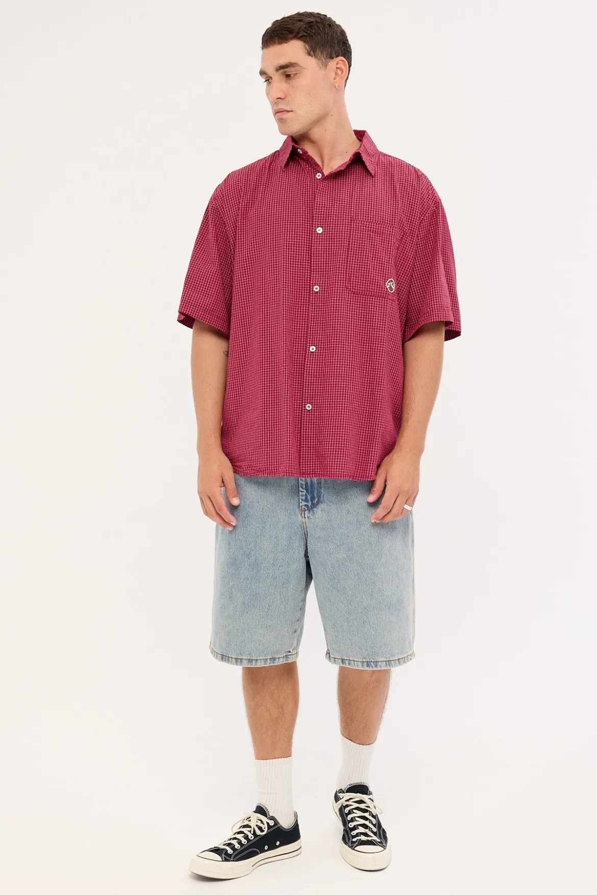 Ransom Check Shirt Burgundy