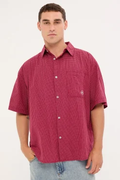 Ransom Check Shirt Burgundy