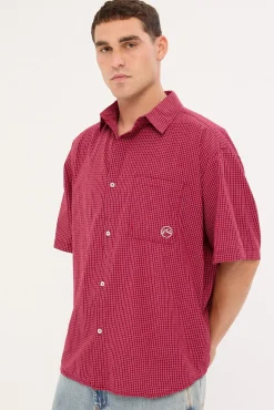 Ransom Check Shirt Burgundy
