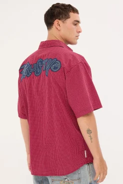 Ransom Check Shirt Burgundy