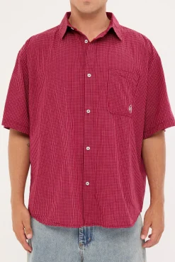 Ransom Check Shirt Burgundy