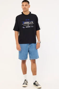 Rapid Fire Panel Box Fit Oversize Cropped Tee Black