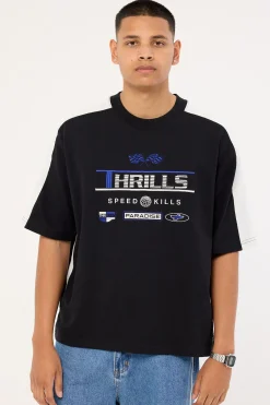 Rapid Fire Panel Box Fit Oversize Cropped Tee Black
