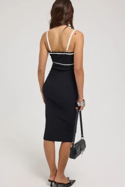 Ravi Contrast Textured Knit Dress Black / White