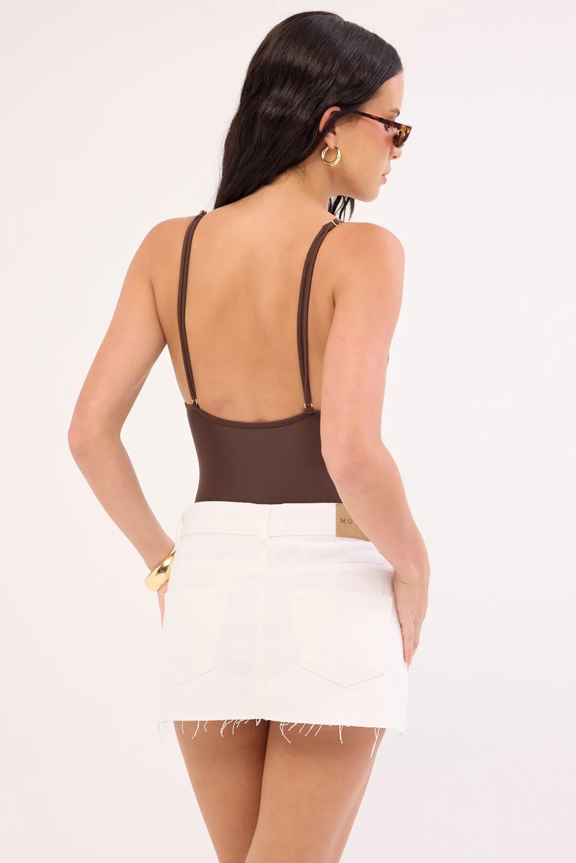 Raw Hem Denim Mid Rise Mini Skirt True White