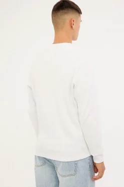 Raymond Waffle Long Sleeve Henley Tee White