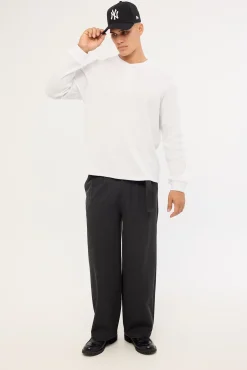 Raymond Waffle Long Sleeve Henley Tee White