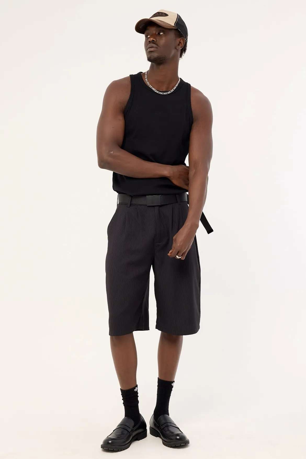 Razed Tailored Short Black Pinstripe