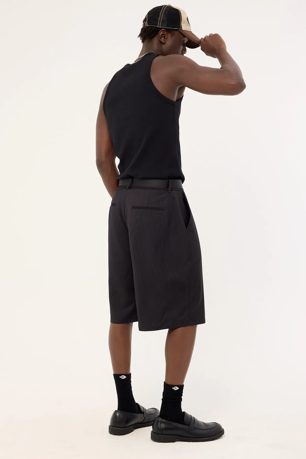 Razed Tailored Short Black Pinstripe