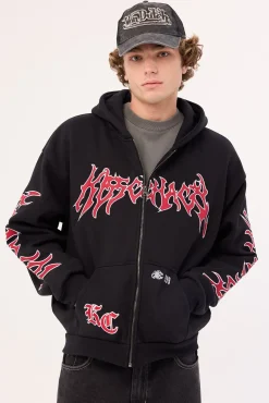 Razor Zip Through Hoodie Black