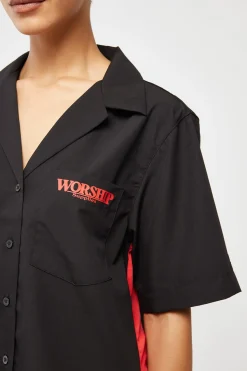 Reckless Bowling Shirt Black Red Contrast