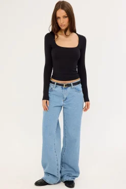 Recycle Long Sleeve Scoop Neck Tee Black