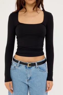 Recycle Long Sleeve Scoop Neck Tee Black
