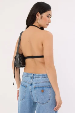 Recycled Halter Bralette Black